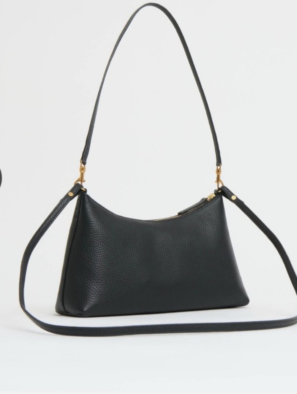 Mansur Gavriel Rhea Shoulder Bag In Black Pebbles Leather